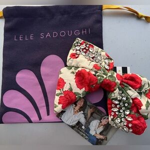 🆕Lele Sadoughi Liberty Crystal Embellished Bow Barrette:: Lipstick Red Floral